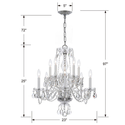 ##Antique Hardware## Traditional Crystal 10 Light Clear Crystal Polished Chrome Chandelier