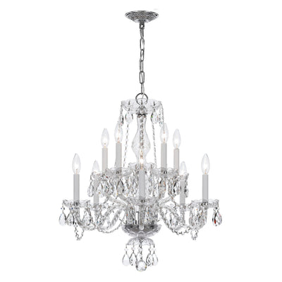 ##Antique Hardware## Traditional Crystal 10 Light Swarovski Strass Crystal Polished Chrome Chandelier