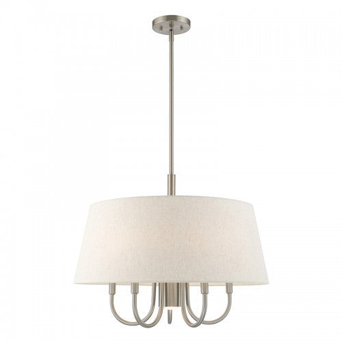 ##Antique Hardware## 6 Light Brushed Nickel Pendant Chandelier