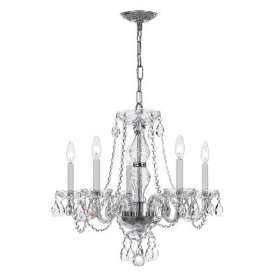 ##Antique Hardware## Traditional Crystal 5 Light Crystal Polished Chrome Chandelier