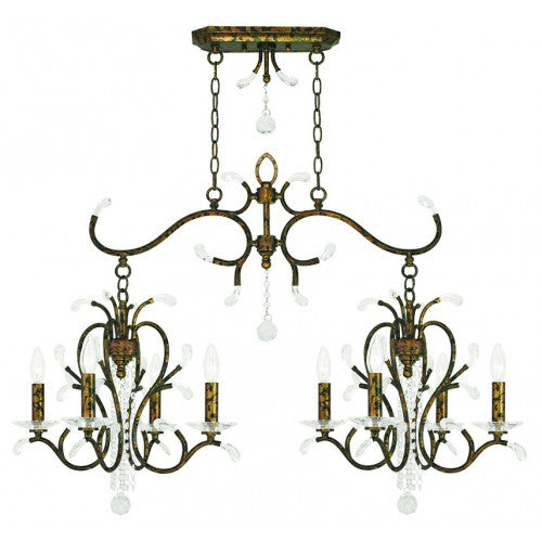 ##Antique Hardware## 4 Light + 4 Light VBR Linear Chandelier