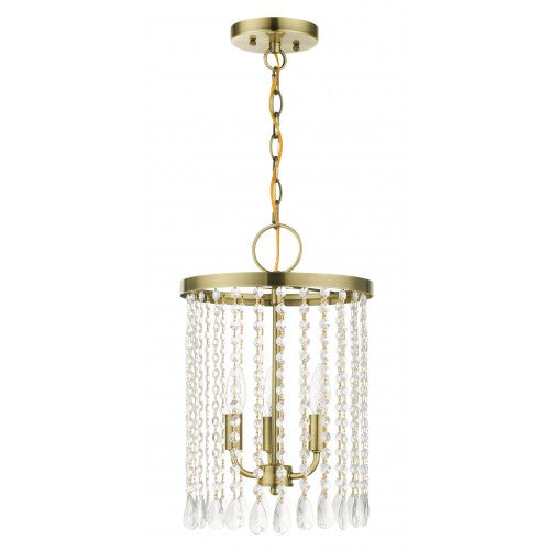 ##Antique Hardware## 3 Light Antique Brass Pendant Chandelier