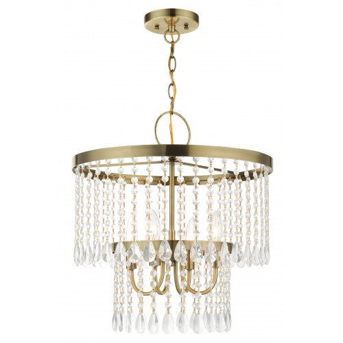 ##Antique Hardware## 4 Light Antique Brass Pendant Chandelier