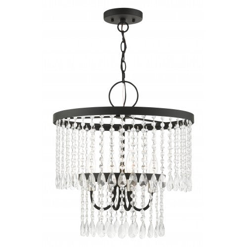 ##Antique Hardware## 4 Light Black Pendant Chandelier