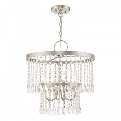 ##Antique Hardware## 4 Light Brushed Nickel Pendant Chandelier