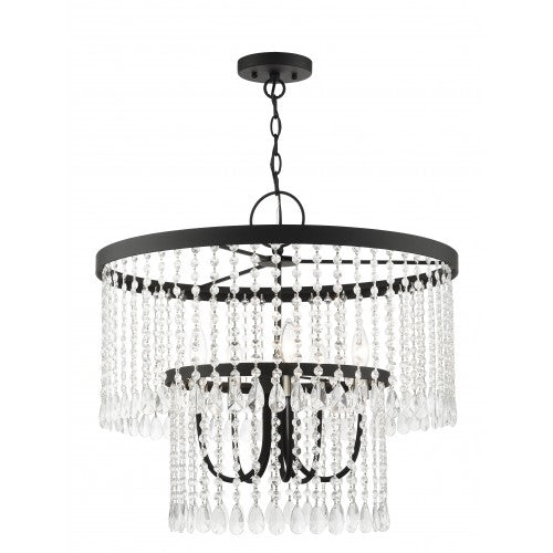 ##Antique Hardware## 5 Light Black Pendant Chandelier