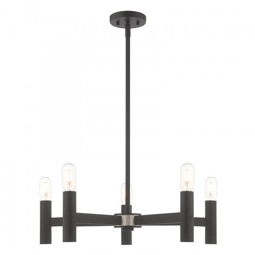 ##Antique Hardware## 5 Light Black Chandelier