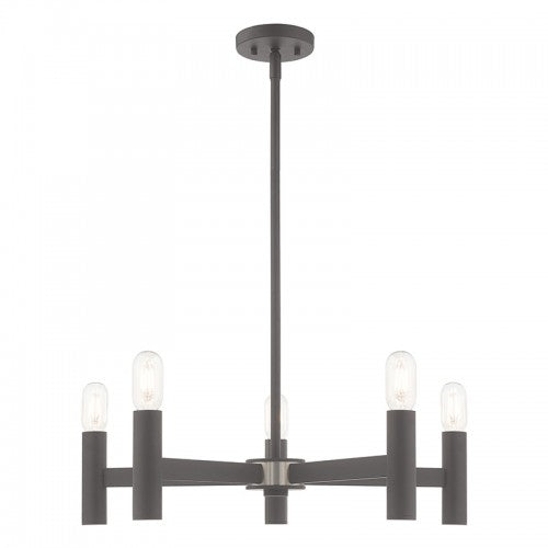 ##Antique Hardware## 5 Light Scandinavian Gray Chandelier