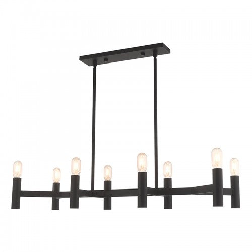 ##Antique Hardware## 8 Light Black Linear Chandelier