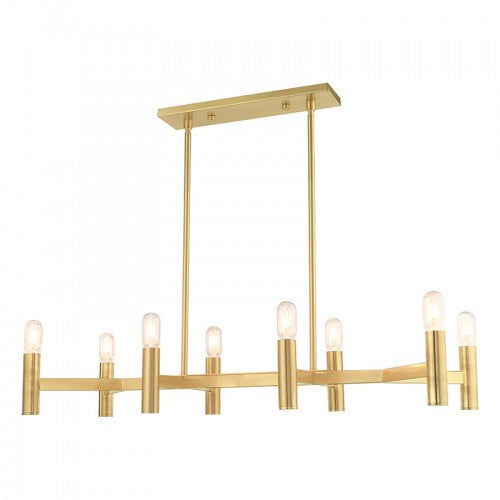 ##Antique Hardware## 8 Light Satin Brass Linear Chandelier