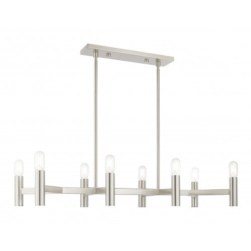 ##Antique Hardware## 8 Light Brushed Nickel Linear Chandelier