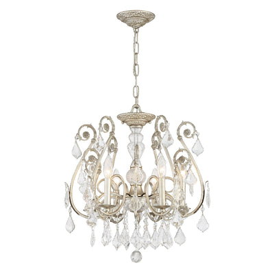 ##Antique Hardware## Regis 6 Light Hand Cut Crystal Olde Silver Chandelier