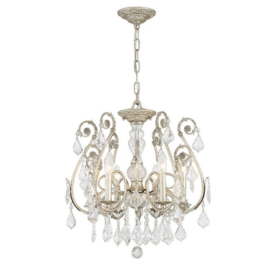 ##Antique Hardware## Regis 6 Light Hand Cut Crystal Olde Silver Chandelier