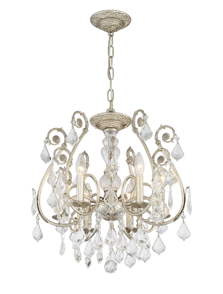 ##Antique Hardware## Regis 6 Light Hand Cut Crystal Olde Silver Chandelier