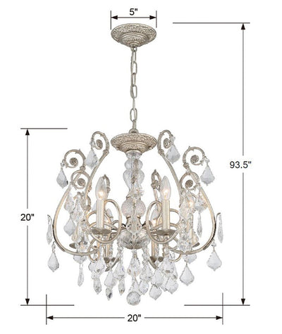 ##Antique Hardware## Regis 6 Light Hand Cut Crystal Olde Silver Chandelier