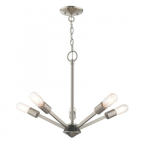 ##Antique Hardware## 5 Light Brushed Nickel Chandelier