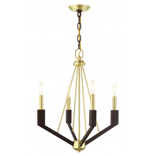 ##Antique Hardware## 4 Light Satin Brass Chandelier