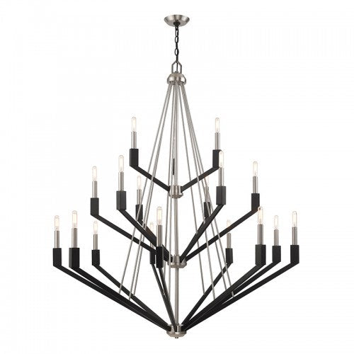 ##Antique Hardware## 18 Light Brushed Nickel & Black Foyer Chandelier