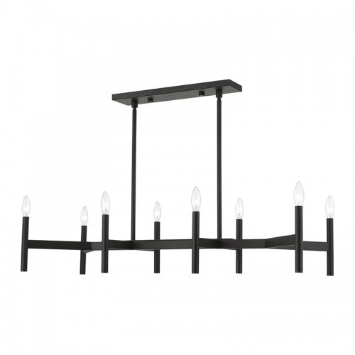 ##Antique Hardware## 8-Light Black Linear Chandelier