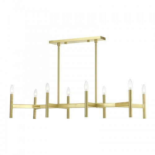 ##Antique Hardware## 8-Light Satin Brass Linear Chandelier