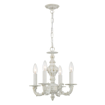 ##Antique Hardware## Paris Market 4 Light Antique White Mini Chandelier