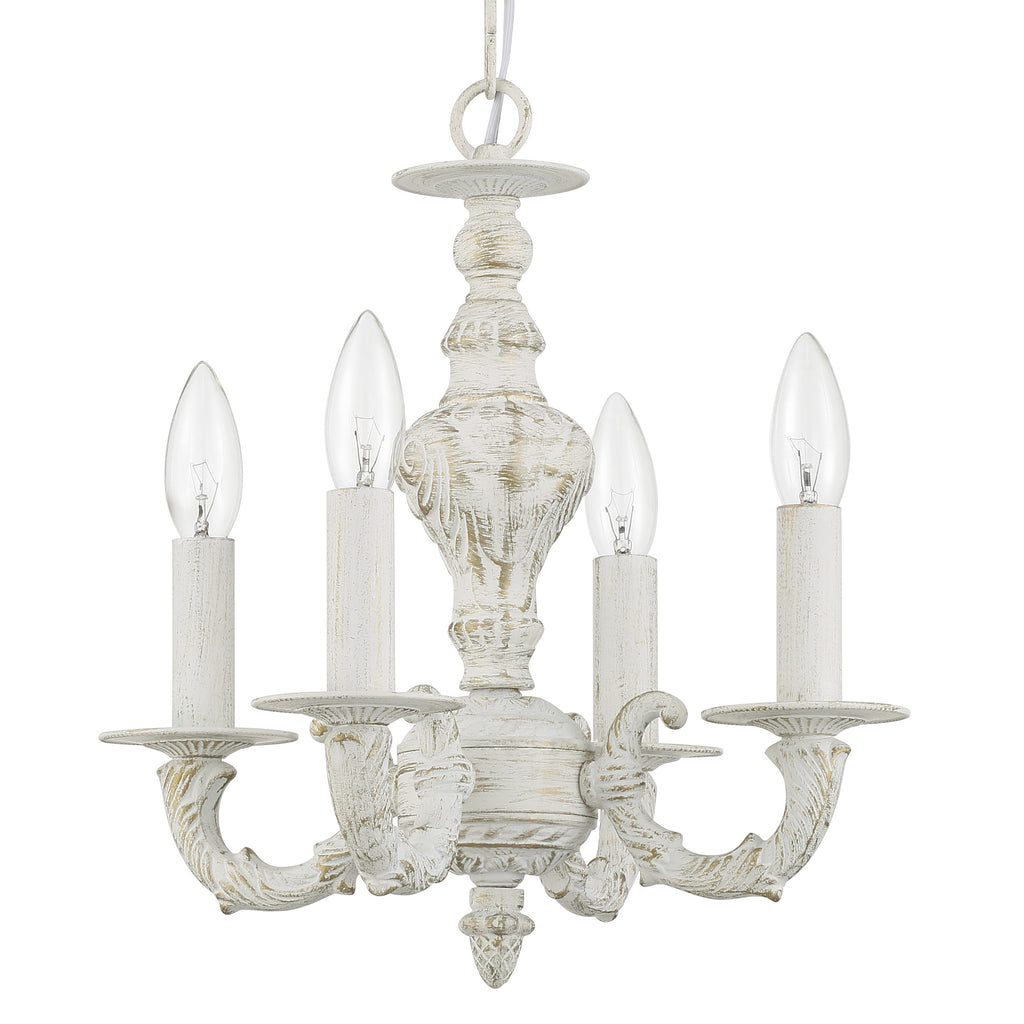 ##Antique Hardware## Paris Market 4 Light Antique White Mini Chandelier