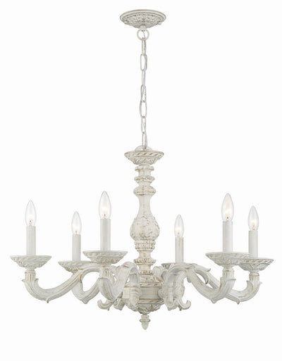 ##Antique Hardware## Paris Market 6 Light Antique White Chandelier