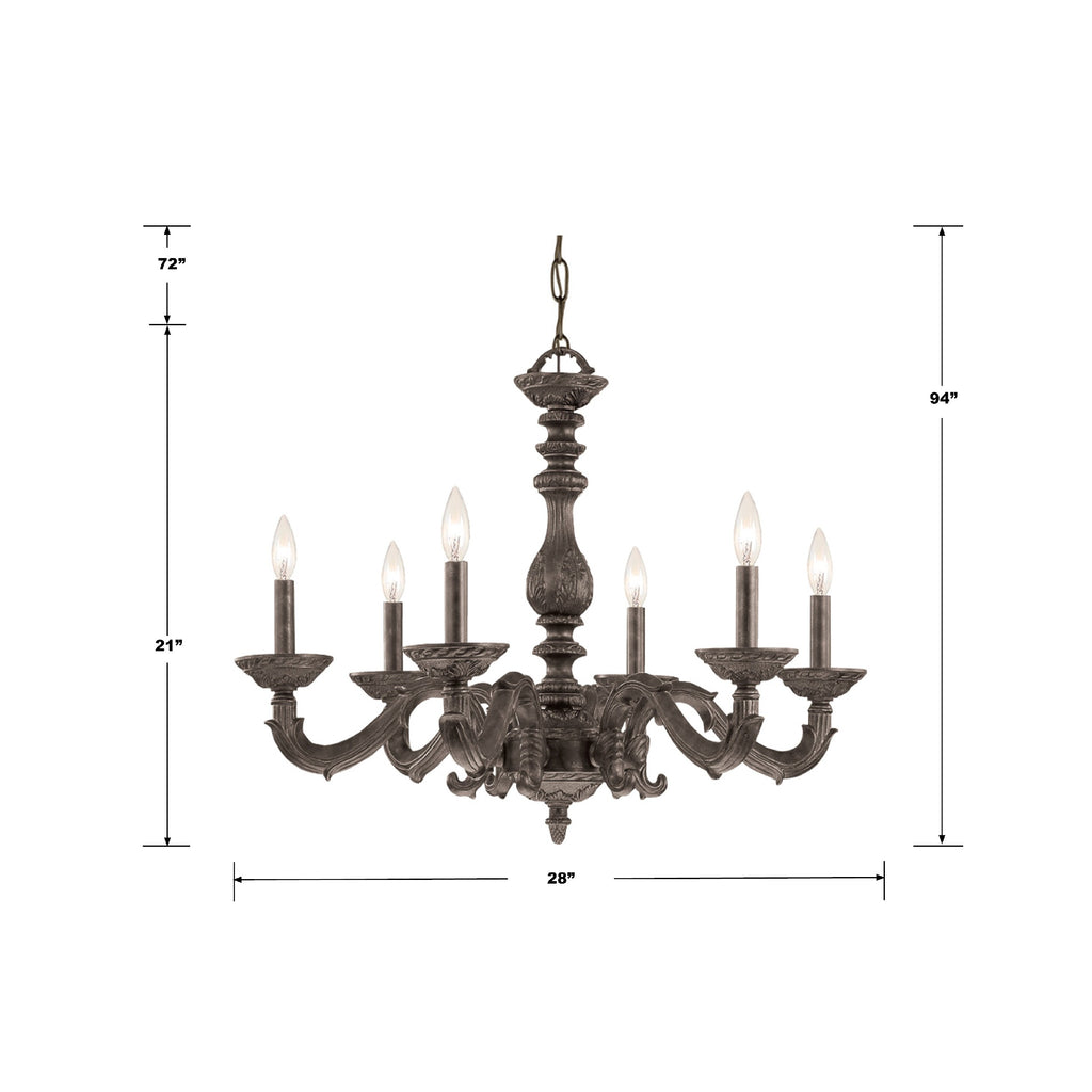 ##Antique Hardware## Paris Market 6 Light Venetian Bronze Chandelier