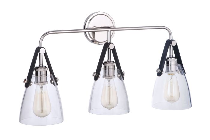 ##Antique Hardware## Hagen 3 Light Vanity in Polished Nickel