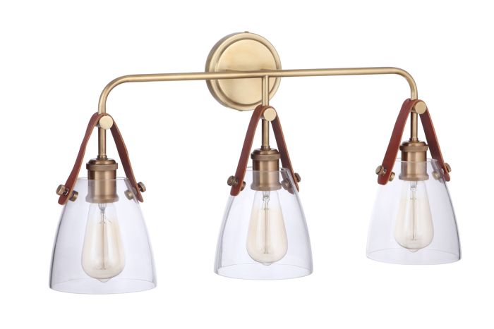 ##Antique Hardware## Hagen 3 Light Vanity in Vintage Brass