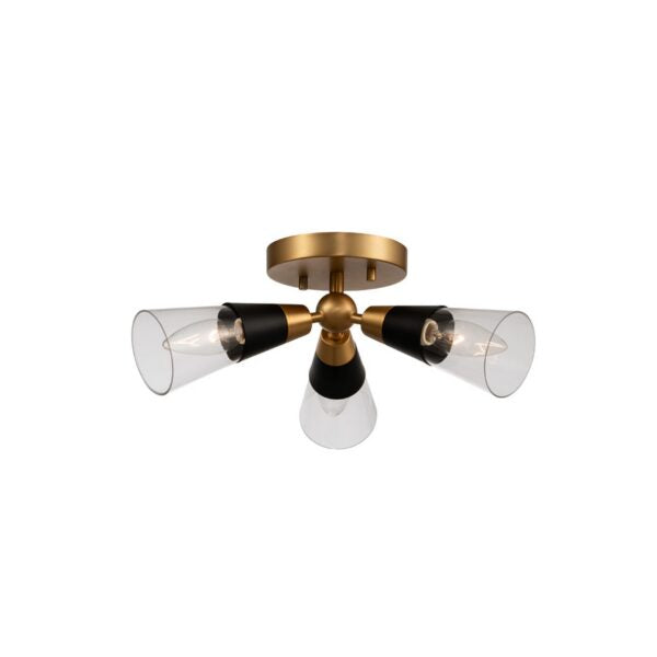 ##Antique Hardware## Ponti 3 Light Semi Flush