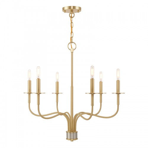 ##Antique Hardware## 6 Light Satin Brass Chandelier