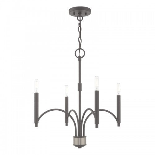 ##Antique Hardware## 4 Light Scandinavian Gray Chandelier