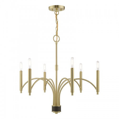 ##Antique Hardware## 6 Light Satin Brass Chandelier