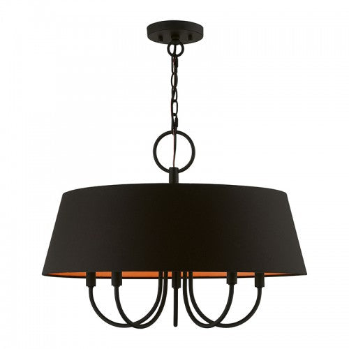 ##Antique Hardware## 5 Light Black Pendant Chandelier