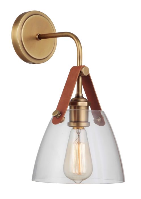 ##Antique Hardware## Hagen 1 Light Wall Sconce in Vintage Brass