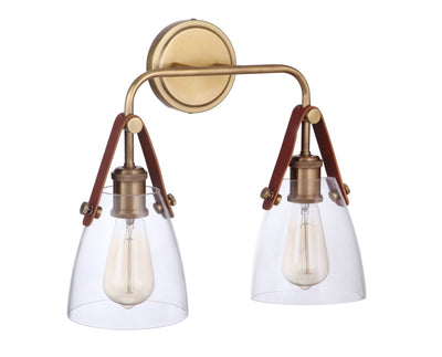 ##Antique Hardware## Hagen 2 Light Wall Sconce in Vintage Brass