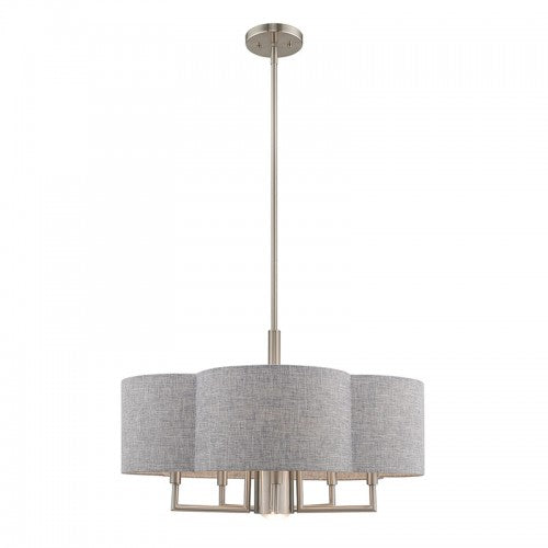 ##Antique Hardware## 6 Light Brushed Nickel Pendant Chandelier