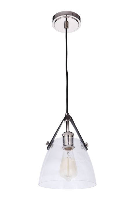 ##Antique Hardware## Hagen 1 Light Pendant in Polished Nickel