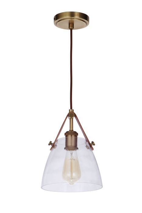 ##Antique Hardware## Hagen 1 Light Pendant in Vintage Brass