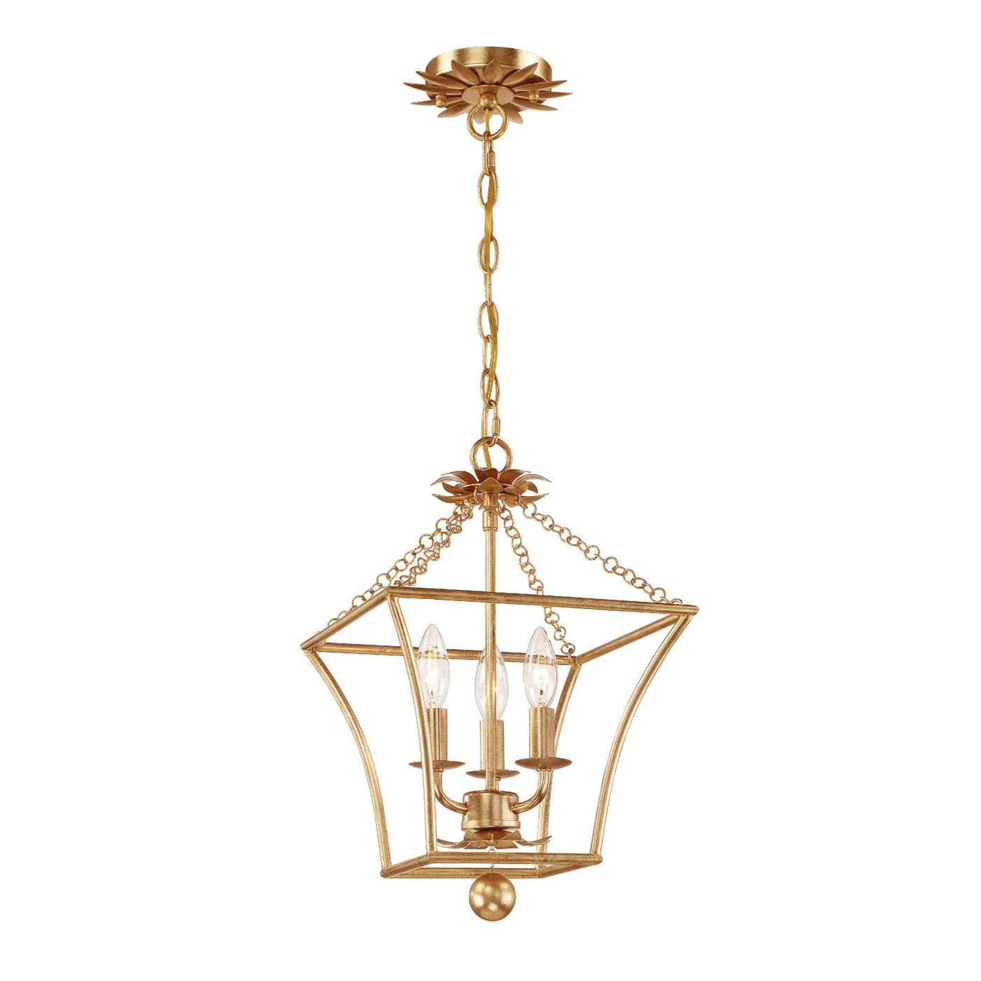 ##Antique Hardware## Broche 3 Light Antique Gold Mini Chandelier