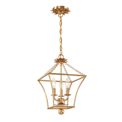 ##Antique Hardware## Broche 3 Light Antique Gold Mini Chandelier