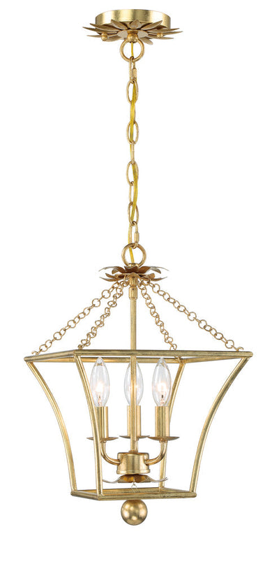 ##Antique Hardware## Broche 3 Light Antique Gold Mini Chandelier