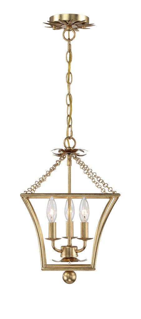 ##Antique Hardware## Broche 3 Light Antique Gold Mini Chandelier