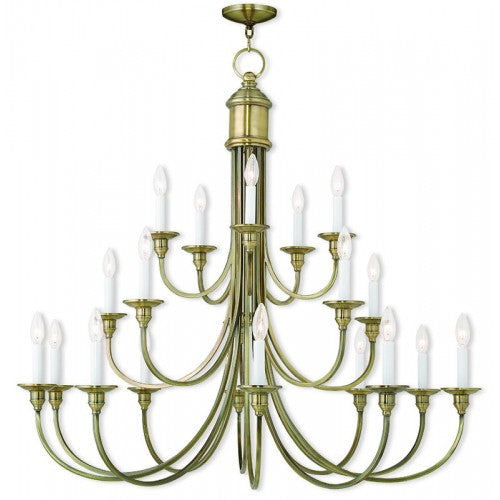 ##Antique Hardware## 20 Light Antique Brass Foyer Chandelier