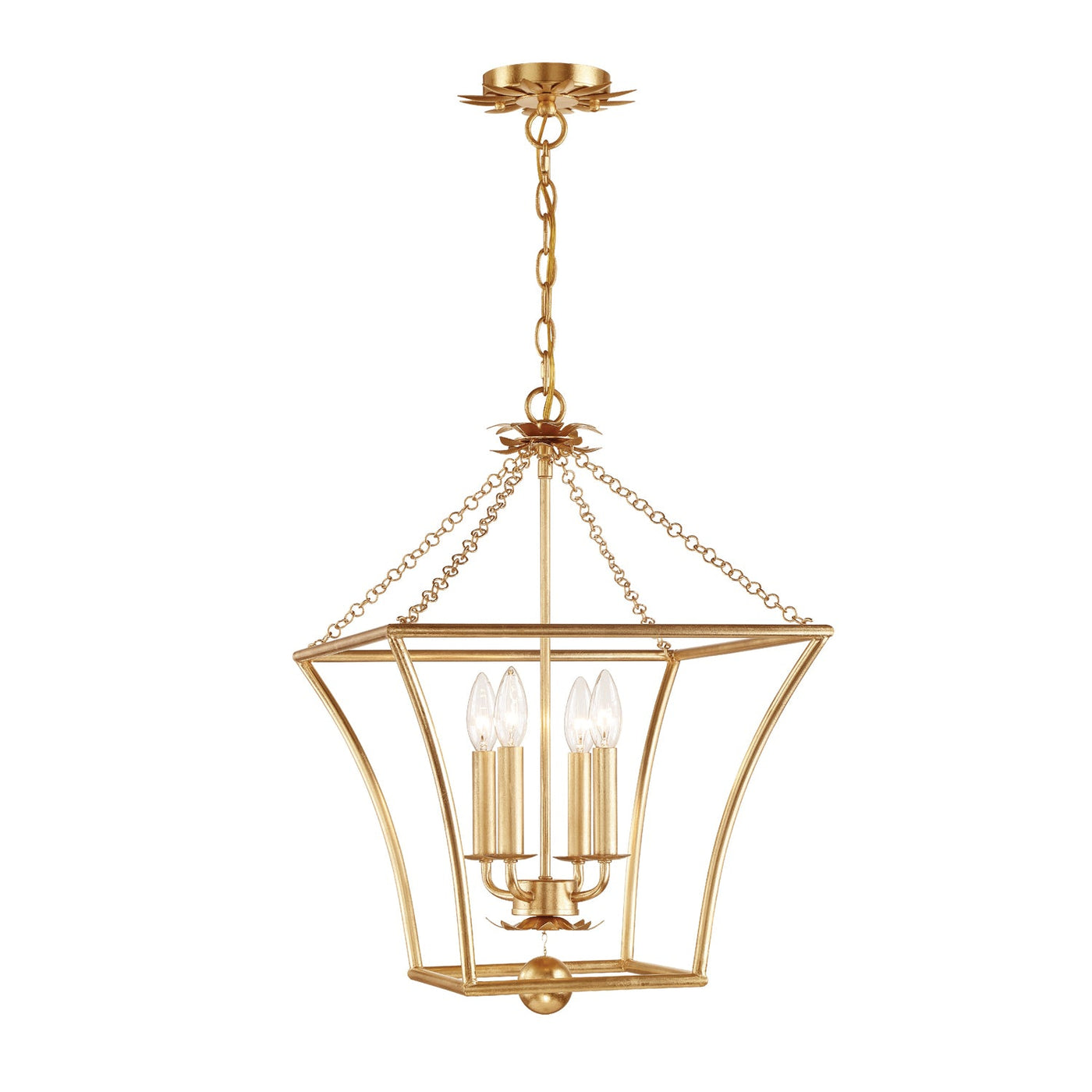 ##Antique Hardware## Broche 4 Light Antique Gold Mini Chandelier