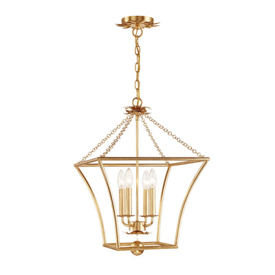 ##Antique Hardware## Broche 4 Light Antique Gold Mini Chandelier