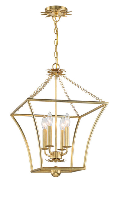 ##Antique Hardware## Broche 4 Light Antique Gold Mini Chandelier