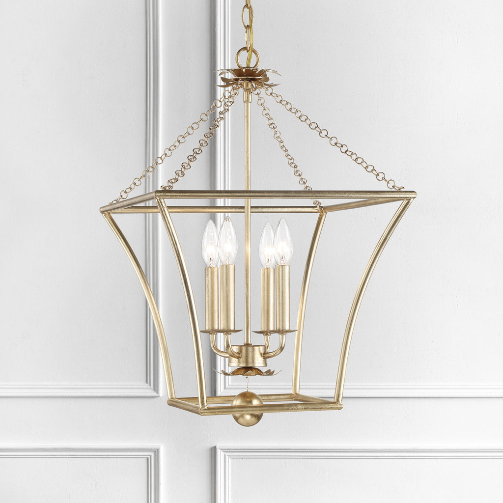 ##Antique Hardware## Broche 4 Light Antique Gold Mini Chandelier