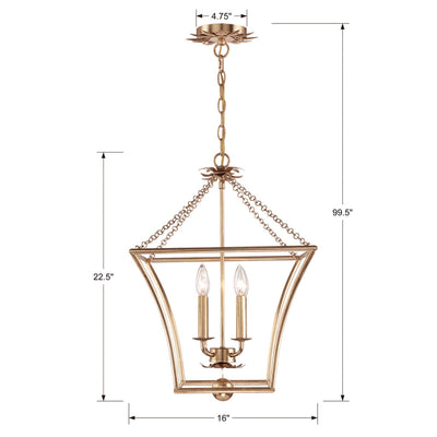 ##Antique Hardware## Broche 4 Light Antique Gold Mini Chandelier